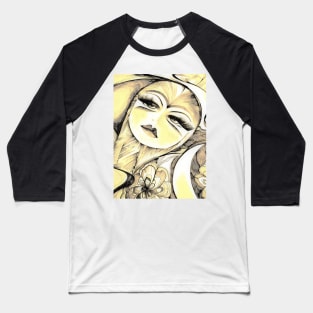 summer moon girl art deco abstract head moon child Baseball T-Shirt